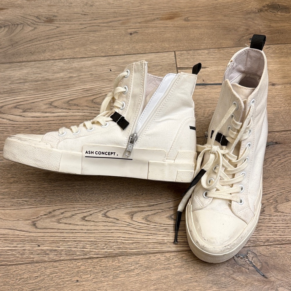 ASH Concept Cream High-Top Canvas Sneakers